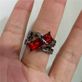 Fashionkova Y2K Gothic Dark Red Cross Star Crow Heart Rings For Women Goth Game Love And Deepspace Sylus Cosplay Jewelry Accessories Gifts