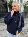 Fashionkova Stand Collar Women Winter Woolen Coats 2025 Spring Single Breasted Loose Female Long Sleeve Jacket Office Lady Street Short Coat ootd
