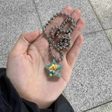 Fashionkova Korean Fashion Cute Jelly Shell Resin Star Pendant Metal Beaded Necklace for Women Men Sweet Cool Unusual Neck Chain Y2K Jewelry