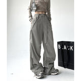 Fashionkova party outfit  Gray Y2K Parachute Pants Women Spring Summer High Street Hip Hop Oversize Pockets Cargo Trousers American Baggy Wide Leg Pants