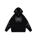 Fashionkova Embroidery Punk Spider Zip Up Hoodie