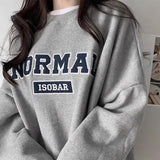 Fashionkova Letter Embroidered Round Neck Oversized Sweatshirt