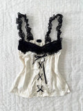FashionKova-2025 Summer Clothes Y2k Sexy Crop Top Corset Coquette Bow Lace Sling White Tube Tank Tops Kawaii Cute Japanese Women Camis Tanks