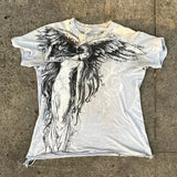 Fashionkova 2000s affliction American Retro T shirt Women Red Cotton Round Neck Washed Shirt Hip Hop Couple American Wear Goth T Shirts