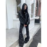 Fashionkova party outfit  2024 Black Women's Jeans Y2K Vintage High Waisted Straight Trouser American Streetwear Loose Girl Clothing Wide Leg Denim Pants