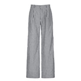 Fashionkova party look inspos Black White Striped Print Women Casual Pants Fashion Low Waist Cargo Pants All-matched Straight Trousers Spring Outfits