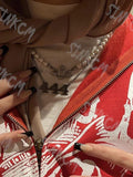 Fashionkova party look inspos Thick Grunge Clothes 2023 New Autumn Winter Red Hoodies Print Couple Sweatshirt Jacket Style Casual Y2k zip Up Hoodie худи