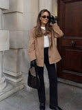 Fashionkova party look inspos Women Chic Solid O-neck Single Breasted Woolen Coat With Scarf Elegant Loose Full Sleeve Packets Jacket 2025 New Lady Streetwear