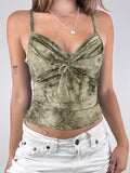 Fashionkova Fashion Chic Tie-Dye Ruched V-Neck Women Camisole Tops Sleeveless Slim Hottie Summer Trendy New Clothes