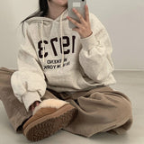 Fashionkova Vintage Solid Color Letter Embroidered Hoodie