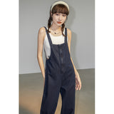 Fashionkova  Party Outfit  MEXZT Denim Overalls Women Streetwear Jumpsuits Vintage Sweet Wide Leg Suspender Pants Preppy Bow Bandage Strap Jeans Trousers