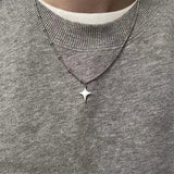 Fashionkova Kpop Y2K Trendy Star Moon Cross Silver Color Choker Chain Necklace Pendant Neck For Women Men Charm Grunge Punk Fashion Jewelry
