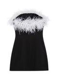 Fashionkova Feather Corset Dress Woman off Shoulder Short Dresses for Women Sexy Backless Evening Dresses Women Bodycon Women's Dress Valentine's Day Aesthetic