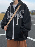 Fashionkova Christmas Gift outfit  Autumn Men's Letter Foam Print Zip up Hoodies Y2K Goth Streetwear Loose Sweatshirts Female Hip Hop Oversized Hoodie Tracksuit