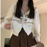 Fashionkova Vintage Letter Printed Zip Up Hoodie