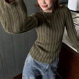 Fashionkova Elegant Solid Basic Knitted Tops Women O-Neck Sweater Long Sleeve Top Casual Slim Pullover Korean Fashion Simple Chic Clothes Spring Style 2025
