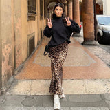 Fashionkova Leopard Print Skirt Women Vintage Midi Satin Skirt Woman Fashion High Waist Elegant Long Skirts For Women Summer Skirt Valentine's Day Aesthetic