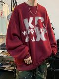 Fashionkova Christmas Gift outfit  Goth Letter Crewneck Sweatshirts For Men Hip Hop Fashion Fleece Clothing Autumn Y2K Streetwear Oversize Pullover Hoodies Hombre