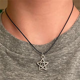 Fashionkova New Korean Fashion Hollow Star Swirl Pentagram Pendant Necklace for Women Men Black Rope Chain Choker Y2k Party Jewelry