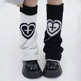 Fashionkova  Nye Outfit Y2K Punk Knitted Leg Warmers Star Gothic Cross Harajuku Women Heart Socks Calf Socks Boots Cover Socks Halloween Accessories