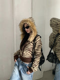 FashionKova-Harajuku Zip Up Hoodies Winter Clothes Slim Streetwear Vintage Korea Punk Coats Emo Girl Fox Fur Sweatshirts Y2k Knit Hoodie Top