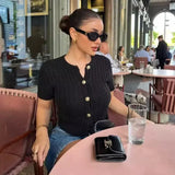 Fashionkova Trendix Women Winter Knit Cardigan Winter Street Fashion Patchwork Ribbed Short Sleeve Sweater Autumn Commute Knitwear Crop Top Casual Outfit