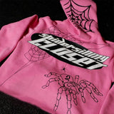 Fashionkova  Pink Hoodie Spider Web Printed Extra Large Long sleeved Hoodie Harajuku Hip Hop Fashion Sweatshirt Pullover Y2k Clothing