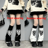 Fashionkova  Nye Outfit Y2K Punk Knitted Leg Warmers Star Gothic Cross Harajuku Women Heart Socks Calf Socks Boots Cover Socks Halloween Accessories