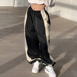 Fashionkova party look inspos Casual Loose Contrast Color Women Jogger Pants Fashion Elastic Waisted Side Stripe Trousers Sporty All-match Sweatpants