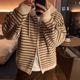 Fashionkova No. 11238 KNITTED ZIP-UP STRIPED HOODIE