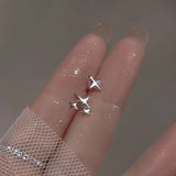 Fashionkova 6PCS Kpop Fashion Gothic Zircon Crystal Star Corss Stud Earrings Set For Women Trend Punk Sweet Cool Party Aesthetic Y2K Jewelry