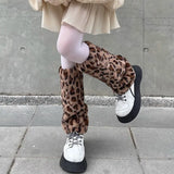 Fashionkova  Nye Outfit Leopard Fur Boot Socks Y2K Plush Leg Warmers Thigh High Sexy Leg Covers Harajuku Boot Cuffs Socks Lolita Thigh Garter Socks