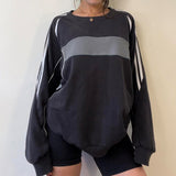 Fashionkova Preppy Contrast Color Splice Sweatshirt
