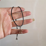 Fashionkova Punk Star Pendant Chain Necklace For Men Women Hip Hop Cool Beads Neck Y2K Jewelry