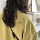 Fashionkova Letter Embroidered Solid Color Oversized Sweatshirt