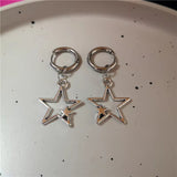 Fashionkova Stainless Steel Spiral Vortex Star Hollow Thorns Love Heart Pendant Hoop Earrings For Women Men Fashion Cool Punk Rock Jewelry