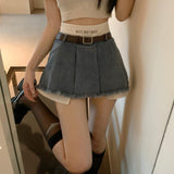 Fashionkova Gidyq Women High Waist Denim Skirts Summer Korean Fashion Patchwork Mini Skirts Streetwear Female Casual Tassels Jeans Skirts ootd