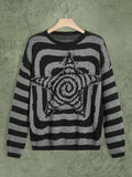 Fashionkova Y2K Women's Sweater Clothing Vintage Knitted Wool Sweater Jumper Round Neck Stripe High Neck Round Neck Long Sleeve Clothing Top