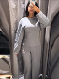 Fashionkova party look inspos Fashion Solid Long Pant Set for Women Casual O Neck Long Puff Sleeve Pullover Wide Leg Trousers Suit Female Commuter 2Pcs Outfit