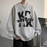 Fashionkova Christmas Gift outfit  Goth Letter Crewneck Sweatshirts For Men Hip Hop Fashion Fleece Clothing Autumn Y2K Streetwear Oversize Pullover Hoodies Hombre