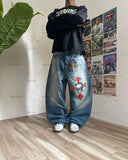 Fashionkova Harajuku Baggy Jeans American Retro Letter Print Wide-leg Straight Pants Men Gothic Punk Casual Trend Brand Streetwear Trousers