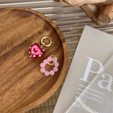 Fashionkova Kpop Trendy Cute Pink Glass Heart Shape Drop Earrings For Women Girls Y2K Fashion Aesthetic Party Jewelry Gifts Wholesale