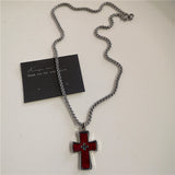 Fashionkova Gothic Red Heart Thorns Cross Chains Necklace For Women Men Hip-Hop Personality Trendy Charm Grunge Punk Jewelry Y2k Accessories