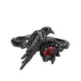 Fashionkova 2025 Trendy Game Love And Deepspace Sylus Cosplay Black Crow Rings Jewelry Punk Charm Hip Hop Accessories Halloween Prop