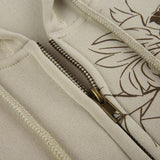 Fashionkova Vintage Floral Graphic Zip Up Hoodie