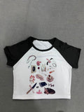 Fashionkova Gothic Streetwear Grunge Baby Tee Vintage Casual Short Sleeve T-Shirt Aesthetic Print Y2k Clothes Emo Girls 2000s Tops Crop Tops ootd