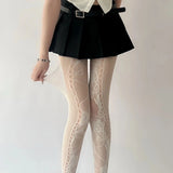 Fashionkova  Nye Outfit Y2K Floral Jacquard Sexy Stockings Women Gothic Punk Black Fishnet Pantyhose Harajuku Lolita Irregular Rose Holes Mesh Tights