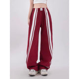 Fashionkova party outfit  Summer Harajuku Baggy Sweatpants Women Hip Hop Style Y2k Streetwear Wide Striped Joggers Oversized Female Red Sports Trousers