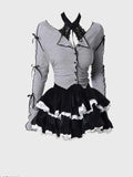 Fashionkova Fall Women Dark Academia Lace Halter Top Gyaru Coquette Girl Crop Top Kpop T-Shirts Ballet Core 2000s Hot Sexy Goth Korean Chic