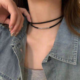 Fashionkova Punk Leather Choker Chain Collar Necklace for Women Men Hip Hop Belt Chains Bracelet Female Girls Party Jewelry Gift